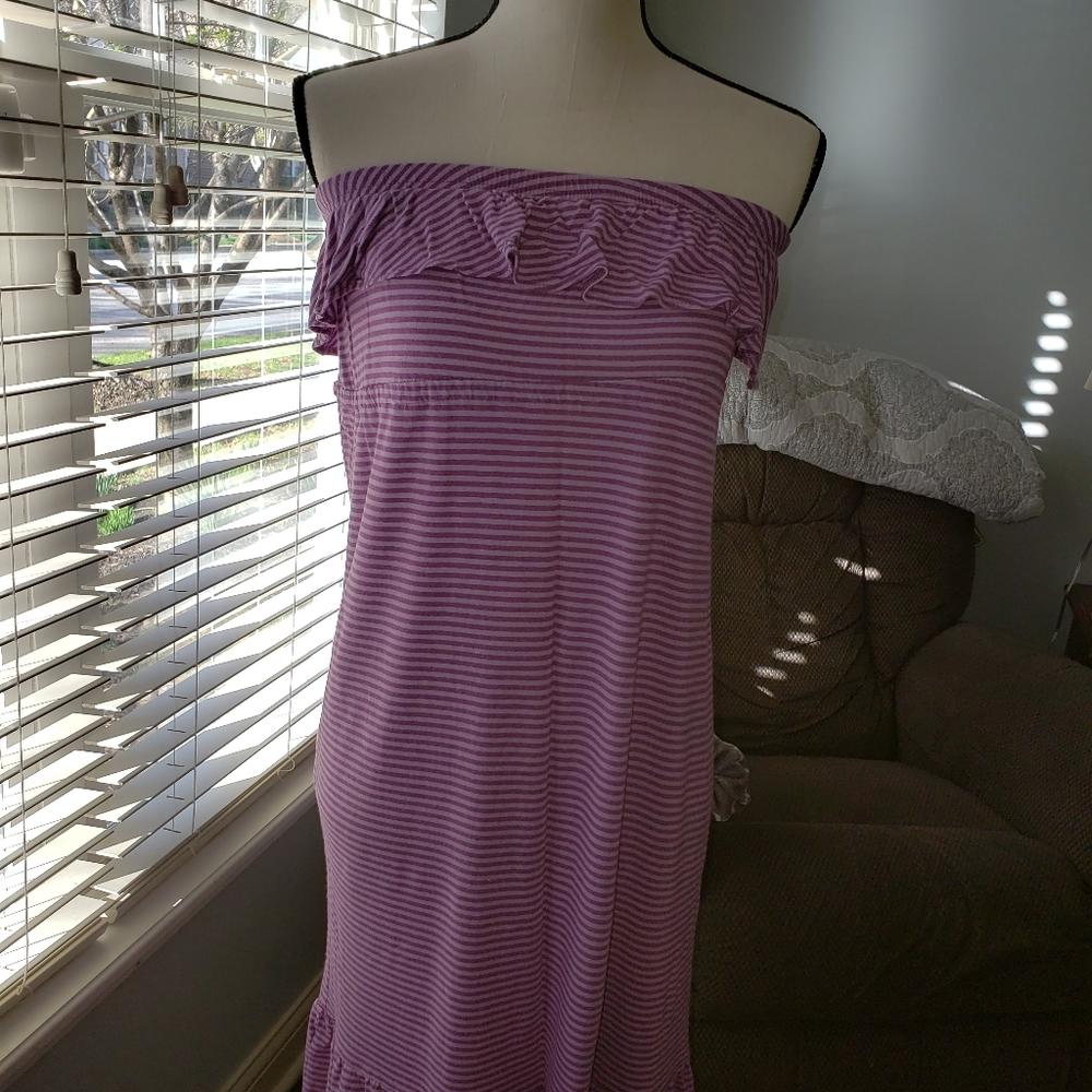 Old Navy Purple Striped Strapless Dress